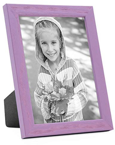 PHOTOLINI Bilderrahmen Kinderzimmer 13x18 cm Lila, Wechselrahmen farbig, Holz, Acrylglas, Made in Germany, zum Aufstellen & Aufhängen, mit Zubehör - für bunte Kinderbilder