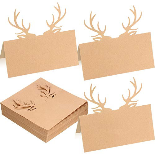 Weihnachten Geweih Kraft Zelt Karten Tisch Ortsname Karten Rentier Geweih Kraft Rentier Geweih Stanzung Design für Weihnachten Winter Party (30 Blatt)