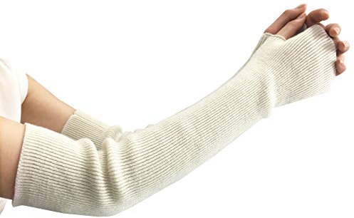 YONKOUNY Handschuhe Damen Winter Wärmer Lange Fingerlose Handschuhe Gestrickte Armstulpen Pulswärmer Winterhandschuhe (Beige)