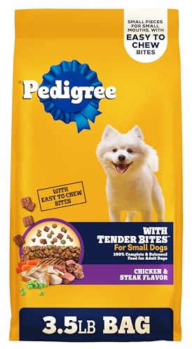Pedigree with Tender Bites for Small Dogs Adult Dry Dog Food, Chicken and Steak Flavor, 3.5 lb. Bag