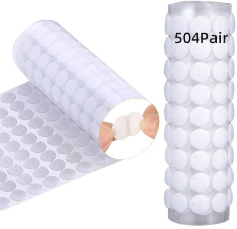 Klettpunkte Selbstklebend 10mm, NOCHME 1008 STK/ 504 Paar Self Adhesive Klett Punkte, Stark Klebend Zurück Klettband für Handwerk, Klettbänder für Boden, Gläser, Metall, Papier, Leder, Weiß