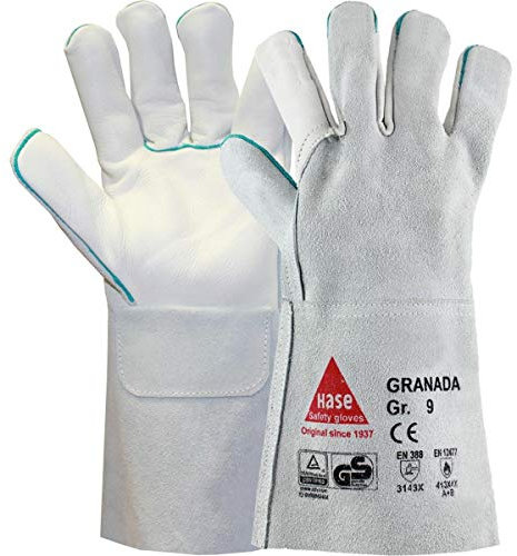 Granada - Guantes de soldador (6 pares, piel, con puño), XL (10), gris, 6