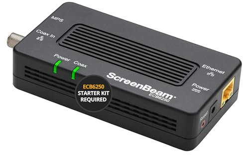 Adaptador de red ScreenBeam MoCA 2.5 para Internet de alta velocidad, Ethernet por cable coaxial - Adaptador adicional único para red MoCA existente (modelo: ECB6250S02), negro