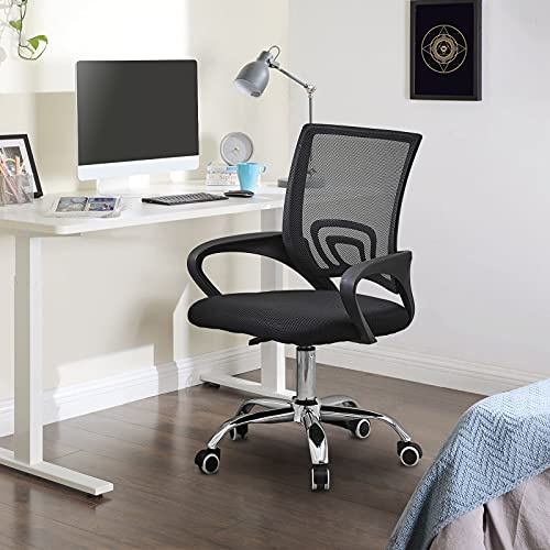 CLIPOP Bürostuhl Schreibtischstühle Mesh Computer Schreibtischstuhl mit Rollen Ergonomischer Bürostuhl Höhenverstellbar Drehstuhl Arbeitsstuhl （Schwarz）