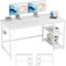 JOISCOPE Schreibtisch, Computertisch, Bürotisch, mit doppelten umkehrbaren Seitenablagen und Kopfhörerhaken für Heimbüros, Firmenstudio, kleine Räume, 140x60cm, Einfaches Weiß