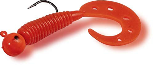 Rhino Premium Rigged vorgefertigtes Angelköder System Meeres Angeln Gummfische mit Twister Schwanz, japanrot, 7 cm