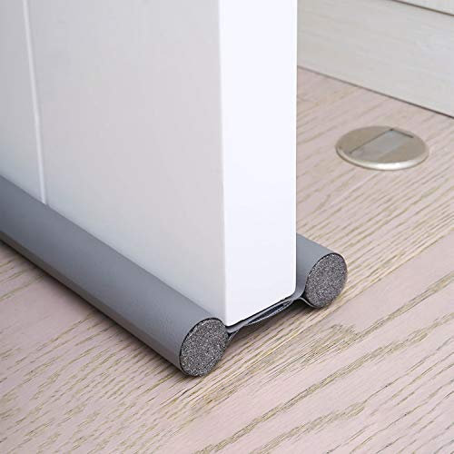 Lzansuii Door Draft Excluder (2 Pack), Upgraded Durable Leather Double Sided Door Foam Draft Excluder Tape SoundProof Sweep Stopper Weatherstrip, for Carpet Window Door Gap Seal