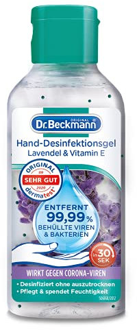 Dr. Beckmann Hand-Desinfektionsgel | Pflegt mit Lavendel und Vitamin E | Händedesinfektionsmittel zur Entfernung von behüllten Viren und Bakterien | Wirksam gegen Corona-Viren | 60 ml