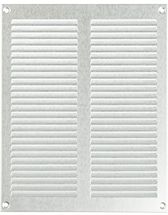 Steinberg14 Griglia di Ventilazione Rettangolare 200x100 mm - Griglie di Aerazione in Metallo Zincato - Serranda di Scarico dell'aria con Zanzariera - Copri Bocchetta Interna a Parete e a Soffitto