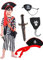 IKALI Piratenkostüm Kinder, Junge Pirat Kostüm Caribbean Buccaneer Fancy Kleid Outfit für Fasching Karneval Party 7-8 Jahre