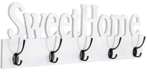 Garderobe SweetHome Landhaus Stil 5 Kleiderhaken Holz Vintage Look