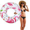 HeySplash Cartoon Schwimmring, Aufblasbar Haltbar Runde Schwimmreifen Flamingo Sommer Pool Beach Party Lounge Floßrohr Spielzeug mit Reparatursatz für Erwachsene 80 cm Durchmesser, Weiß+Rosa