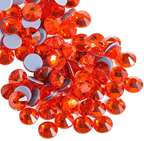 Beadsland 2880 Stück Orange Hotfix Strasssteine, Hitzefix Strasssteine zum Basteln, Hotfix Kristall Runde Edelsteine, Orange (SS10/2.7-2.9mm)