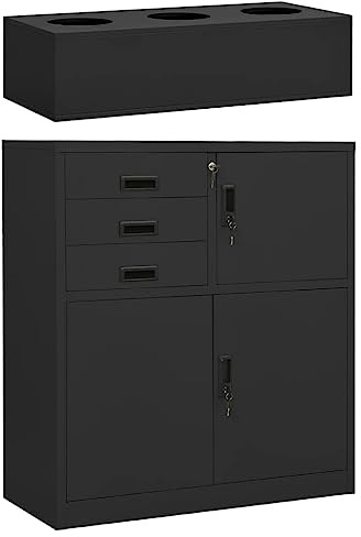 vidaXL Büroschrank mit Pflanzkasten Blumenkasten Aktenschrank Metallschrank Lagerschrank Stahlschrank Schrank Anthrazit 90x40x125cm Stahl