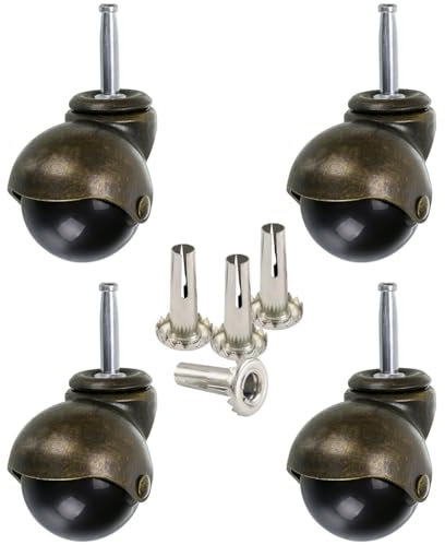 Skelang 40 mm Kugelrad aus Bronze, Möbelrollen mit Sockeln, abgerundete Kugelrollen, Ersatz für Möbel, Sofas, Stühle, Schränke, 4er-Set