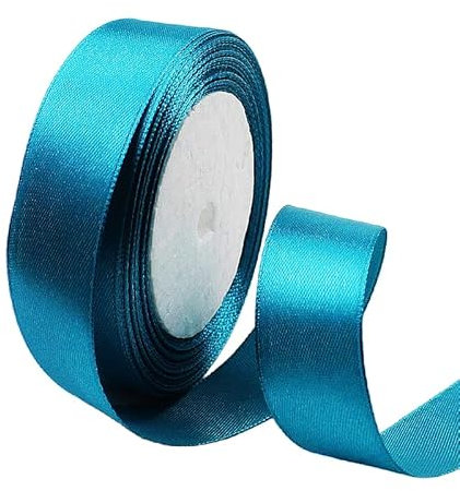 23Meter Satinband Pfauenblau 25mm Satinband Bänder,Breit Schleifenband Dekoband Stoffband Geschenkband Hochzeitsdeko Schleife für Geschenkverpackung,Kunsthandwerk,Haarschleifen,Blumenstrauß,Dekoration