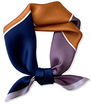 LumiSyne Seidenschal Damen Quadratischer Schal Farbnähte Geometrische Streifen Muster Satin Vierecktuch Multifunktionales Halstuch Seidentuch Paisley Bandana Kopfschmuck