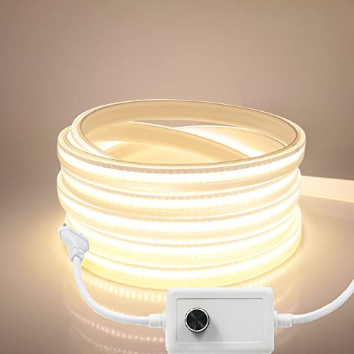 Wisada Dimmbar COB LED Streifen 3m,220V 288 LEDs/m FCOB Naturweiß 4000K LED Band CRI>85,Hohe Dichte Flexibler Wasserdichte Superhell COB LED Lichtband mit Dimmer für Schlafzimmer, Schrankbeleuchtung