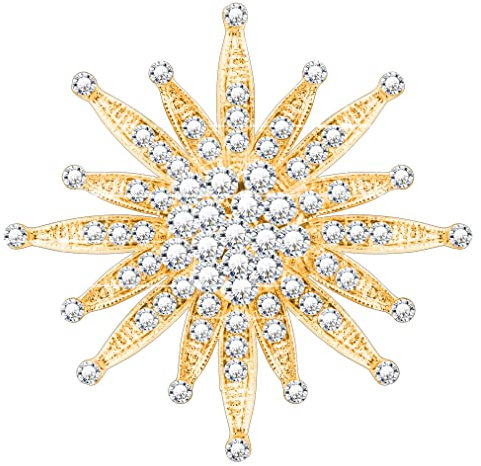 KristLand Sonne Blume Brosche Corsage Vintage Braut Kristall Broschen Art Deco Hochzeit Mode Glam Sparkly Kristall Strass Engagement Party Geschenk für Frauen Damen Goldton