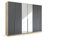 Rauch Möbel Dark & Wood by Quadra Spin Schrank Drehtürenschrank, Grau metallic/Eiche Artisan, Schwarz, Holz, 6-trg. mit Spiegel, inkl. 3 Kleiderstangen, 3 Einlegeböden, BxHxT 271x210x54 cm