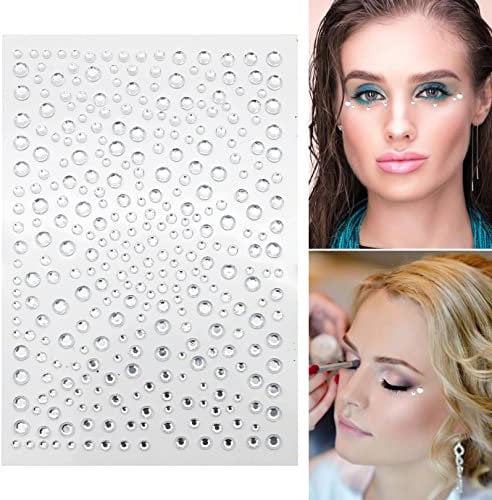 325Pcs Self Adhesive Bling Clear Rhinestone Stickers,Acrylic Crystal Gems Stickers,for Nail Art Phone Makeup Tears Rhinestone DIY Crafts Jewels Clothe Makeup Festival Carnival,3mm,4mm,5mm,6mm