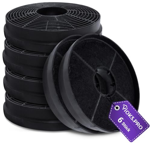 Vioks.pro 6x Kohlefilter Dunstabzugshaube 105mmØ Set Ersatz für Respekta Aktivkohlefilter MIZ 0058 MIZ0058 PKM CF130 Candy 49040890 35602288 49040117 352C66 - Rund Filter Dunstabzugshaube Aktivkohle