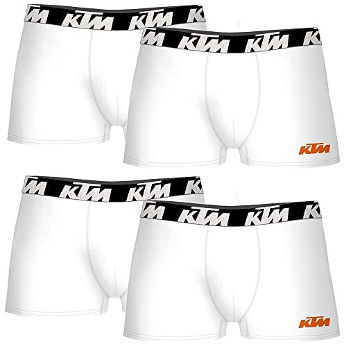 KTM XL Lot de 4 Boxers Blanc Caleçon Boxeur, Multicolore, Homme