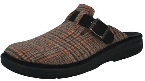 Berkemann Herren Mirko Hausschuh, Dunkelbraun/blau/Karo, 41.5 EU