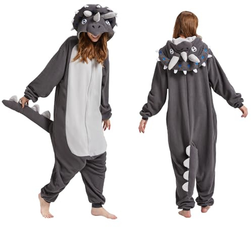 MAISUIZI Animal Triceratops Onesie Pyjamas Erwachsene Unisex Cosplay Halloween Weihnachten Neuheit Nachtwäsche Karnevalskostüm