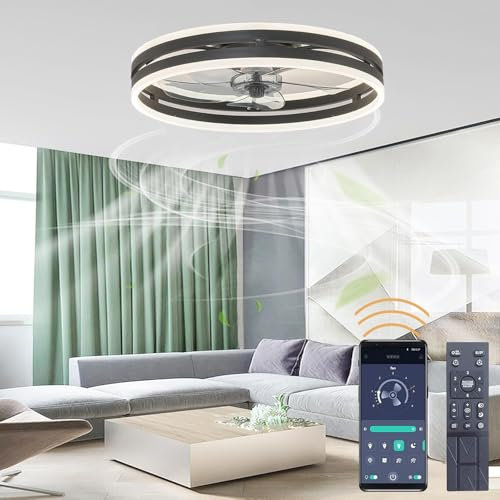 BOKALAKA Deckenleuchte mit Ventilator,LED Deckenventilator mit Beleuchtung,Fernbedienung Leise Dimmbar Ventilator Deckenlampe APP-Steuerung