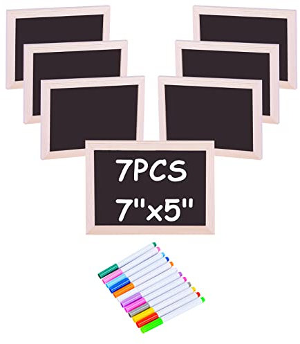 Kleine Kreidetafel mit Rahmen, Mini-Kreidetafeln aus Holz, doppelseitig, Lernen und Handschrift ohne Tränen, Schiefertafel, Schilder, Schulbedarf für Klassenzimmer, Party, Heimbüro, 12,7 x 17,8 cm (7