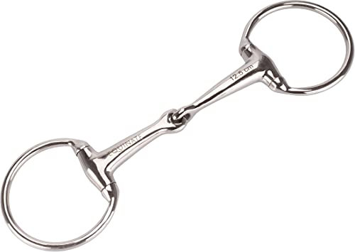 Equinate Olivenkopfgebiss Edelstahl 16mm einfach gebrochen 13,5cm - Anatomisch geformtes maulfreundliches Gebiss mit sanfter Einwirkung - Lasergravierte Größenangabe