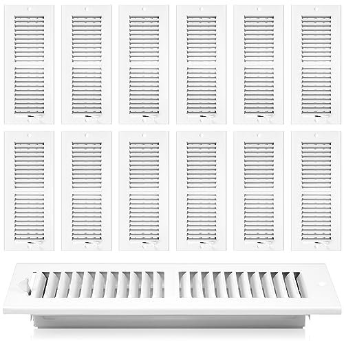 Zonon 12 Stück 30,5 x 10,2 cm Lüftungsschlitz-Abdeckung Decke Register Grill Kanal Öffnung Luftzufuhr Diffusor Wand Vent 2-Wege-Stahl Seitenwand Deckenlüfter Abdeckungen Einlass w/Manueller Einsteller