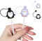 Cartoon Cable Protector for iPhone Type-c Charger,Black & Purple Penguin Design 2 PCS Set Silicone Phone Cable Protectors with Dustproof Cap,Cable Chomper,Cord Saver
