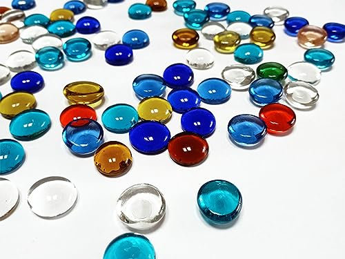 Kellegour 500G Pepite di Vetro Colorato,Decorazione di Ciottoli di Vetro,Pietre di Vetro Colorate,Gemme Ciottoli Colorata,Decorazione Pietre di Vetro,per Fai da Te,Acquario,Giardino(Circa 116 pz)