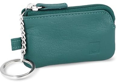 LEDEROW Schlüsseletui Leder Türkis mit Reißverschluss Damen und Herren - Mini Schlüsselmäppchen klein Schlüsseltasche für Motorradschlüssel, Wohnungsschlüssel Schlüssel (Türkis)