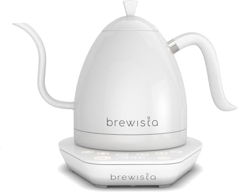 Brewista Artisan White/White | Wasserkocher | Schwanenhalsauslauf | Temperaturregelung | Slow Coffee Barista | 1,0 L (Wasserkocher, White)