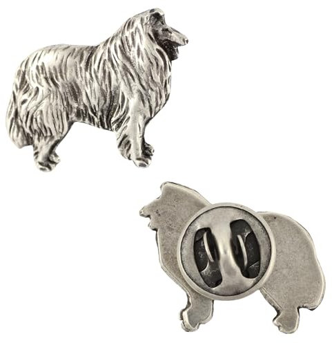 Art-Dog Unikate Silber Hund Anstecknadel - Versilbert Handmade - Broschen Frauen - Lustige Pins - Silber Brosche Schmuck - Collie – 2,1x2,2x5cm