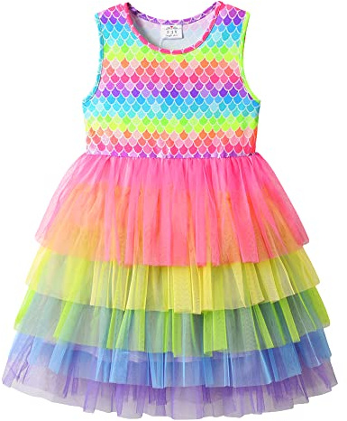 VIKITA Mädchen Kleider Meerjungfrau Prinzessin Tüll Party Hochzeit Kleid Gr.86-128
