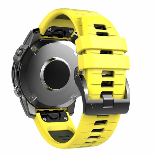 TiMOVO Cinturino Sportivo da 22 mm Compatibile con Garmin Fenix 7/7 Pro/6/6 Pro/5/5 Plus/Sapphire/7 Solar, Cinturino in Silicone Morbido a Sgancio Rapido per Forerunner 965/955/945/935, Giallo/Nero