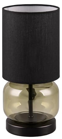 Trio Leuchten Tischleuchte Elio 517800115, Metall Schwarz matt, Glas Grün, Schirm Stoff Schwarz, exkl. 1x E27