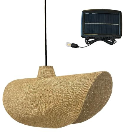Lumisky Solar-Hängeleuchte Kleia Solar aus Meeresgras mit Hybridkabel, Netz- und Solarkabel, 5 m Länge