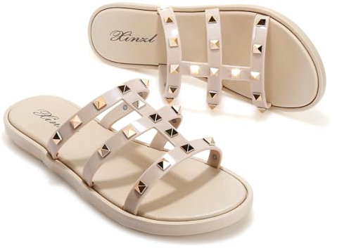 Sandales Plates pour Femme, Été Confortable Chaussures Chic Sandales Et Mules, Nu Pied Tong Compensee Sandales pour La Plage L'extérieur