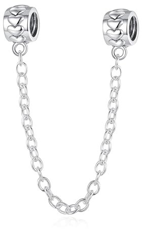 Rimgoris 925 Sterling Silber Charms passen zu Armbändern und Halsketten, kugelförmiges Herz, Sicherheitskette, Charm, baumelnde Perlen, Charms für Frauen und Mädchen
