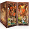BuzzoXerex DIY Book Nook, Miniatures Nook avec Housse de Protection, Miniatur Haus Selber Bauen avec Lampes LED, Maquette en Bois a Construire avec Meublé (La Vallée des Illusions)