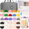 Aeeque Häkelset mit 20 Wolle, Häkelset für Anfänger Erwachsene Kinder, Häkel Set mit Ergonomisch Häkelnadel zum Häkeln Schals, Pullover, Decke, Bunte Crochet Set mit Häkeltasche, Zubehör, Grau