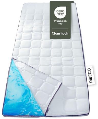RIBECO GERMANY Gelschaumtopper Aaron Maxi, Topper 200x200 cm, 12 cm Höhe | hochwertiger Matratzentopper, atmungsaktiver Gelschaum für optimale Druckentlastung