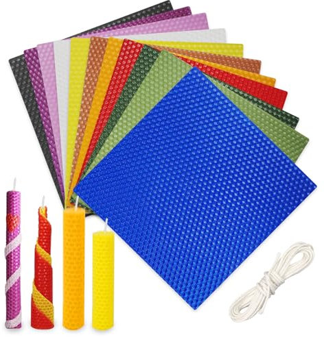 MeYuxg Kerzen Selber Maschinen Set Kinder 12 Lebendigen Farben Bienenwachsflocken mit 3 Meter Baumwolldocht zum Herstellen von Kerzen Kerzen Diy Set, Perfekt für Hochzeitsdekoration und Geschenke