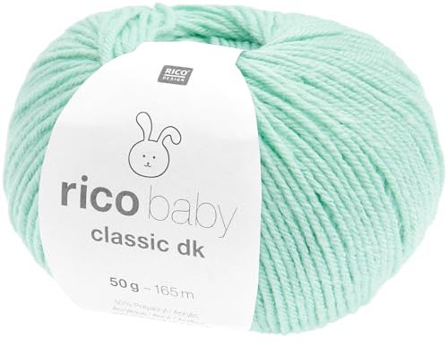 Rico Design Babywolle pastell, Baby Classic dk Häkelwolle, Strickgarn, 50g, 50% Polyacryl 50% Polyamid (87 mint)