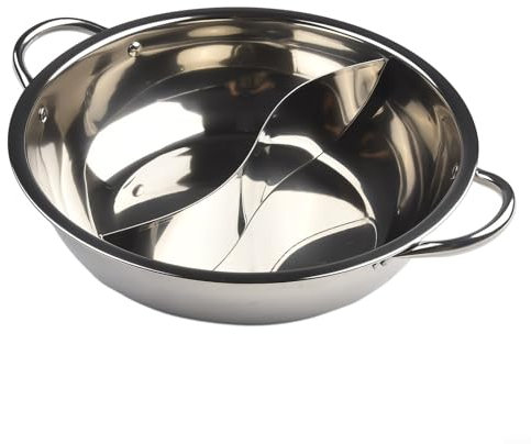 Besttoolifes Zweifach unterteiltes Hotpot Kochgeschirr, 28 cm Edelstahl-Topf, Ouble-Geschmack, Shabu-Topf mit Trennwand, Gasherd-Topf, Heimküche, Kochgeschirr, Suppe, Kochtopf (28 cm)